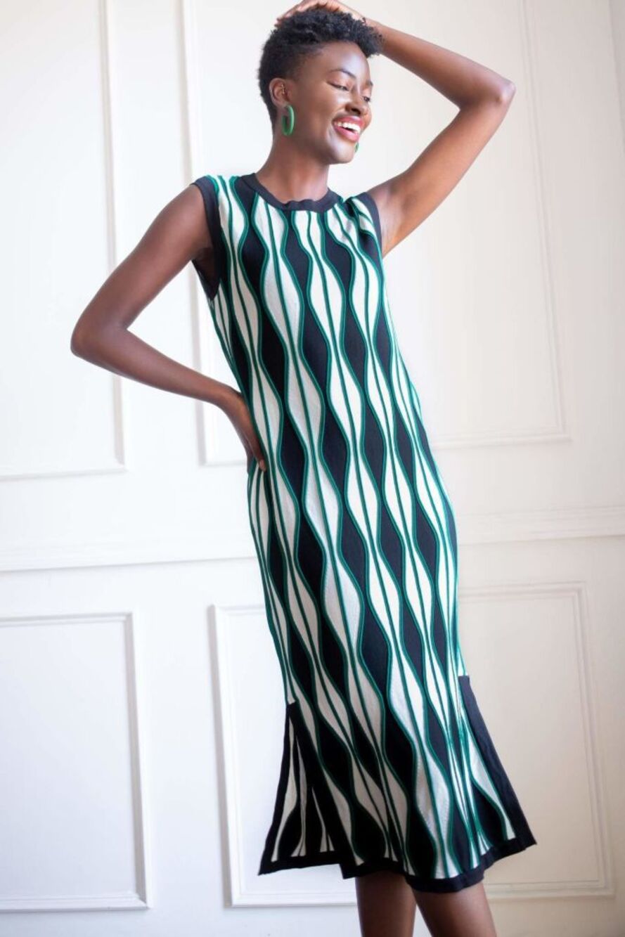Anthropologie Eva Franco Mod Knit Green Argyle Sleeveless Tank Midi Dress XXS